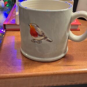 Bird Design Ceramic Mug - White and Red